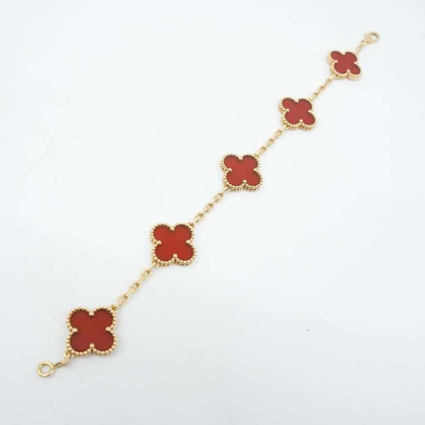 Van Cleef & Arpels Van Cleef & Arpels Vintage Alhambra 5P Carnelian Bracelet K18YG JF791029 Gold Gold Good condition - Model View