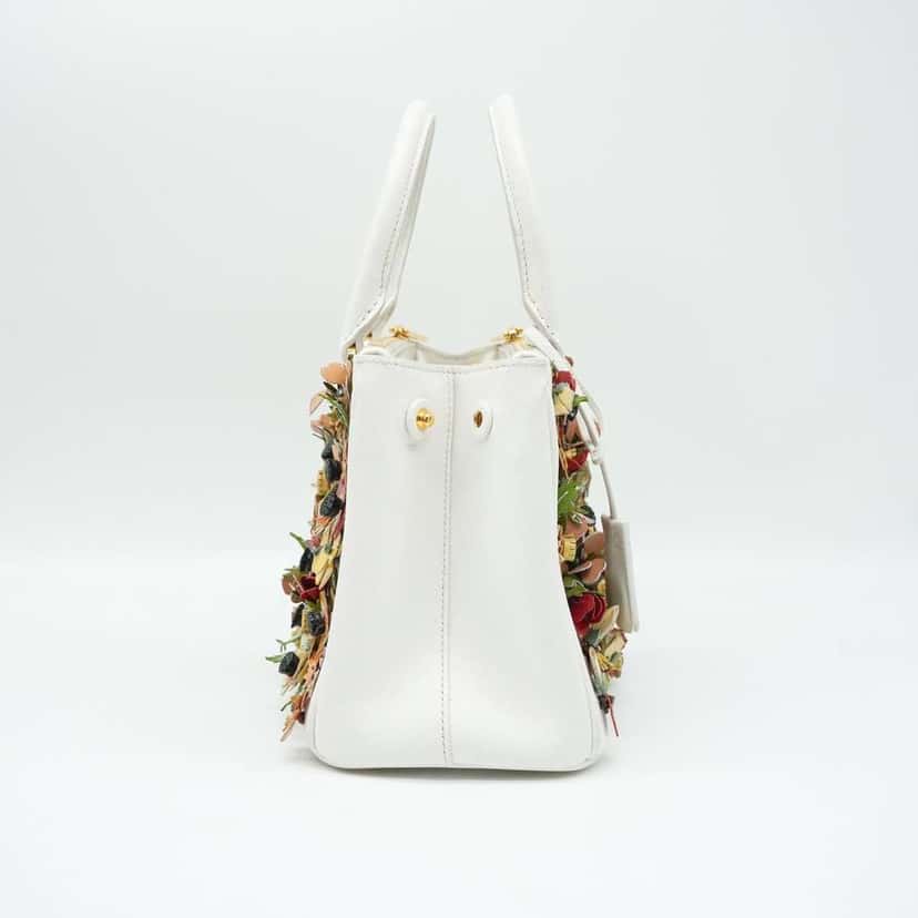 Prada White Saffiano Small Double-Zip Garden Galleria Tote White Fair condition - Back View