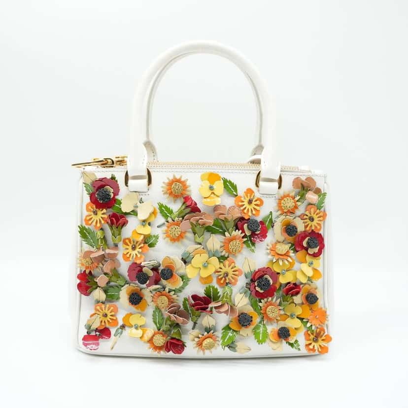 Prada White Saffiano Small Double-Zip Garden Galleria Tote White Fair condition - Inside View