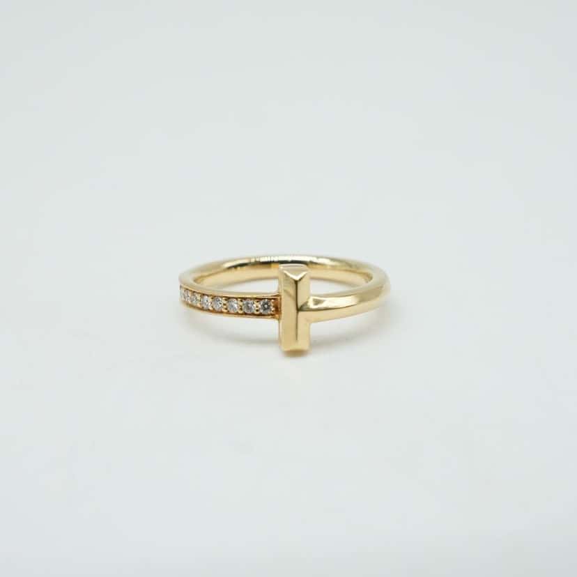 Tiffany & Co T1 NRW Ring 18K YG 4g With Diamond Size 5.25(US) Gold Good condition - Back View