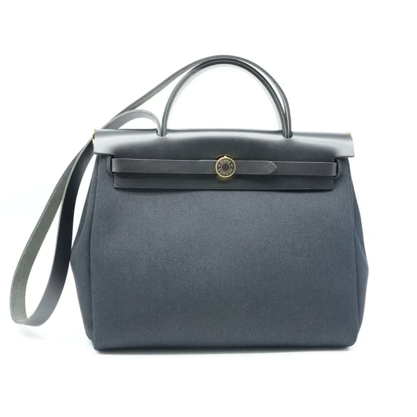 Hermès Herbag 31 Zip Bag Noir Canvas and Leather Stamp K(2025) Black Canvas Good condition - Front View