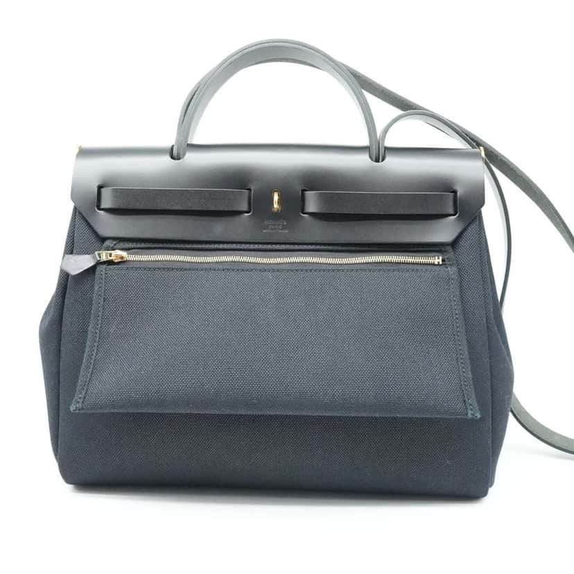 Hermès Herbag 31 Zip Bag Noir Canvas and Leather Stamp K(2025) Black Canvas Good condition - Inside View