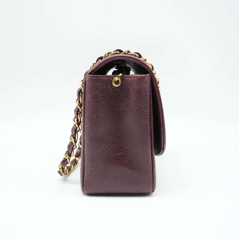 Chanel Chanel Diana Flap Bag Caviar Skin Burgundy Vintage Burgundy Fair condition - Back View