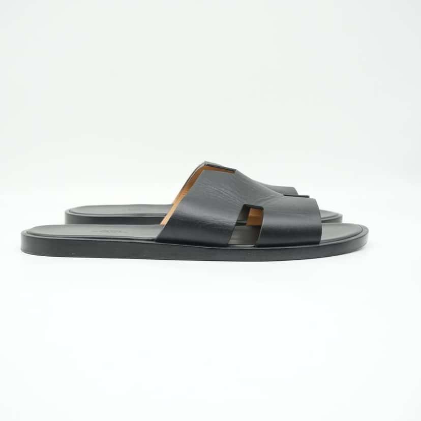 Hermès Oran Sandals Size 43 Black Black Leather Fair condition - Model View