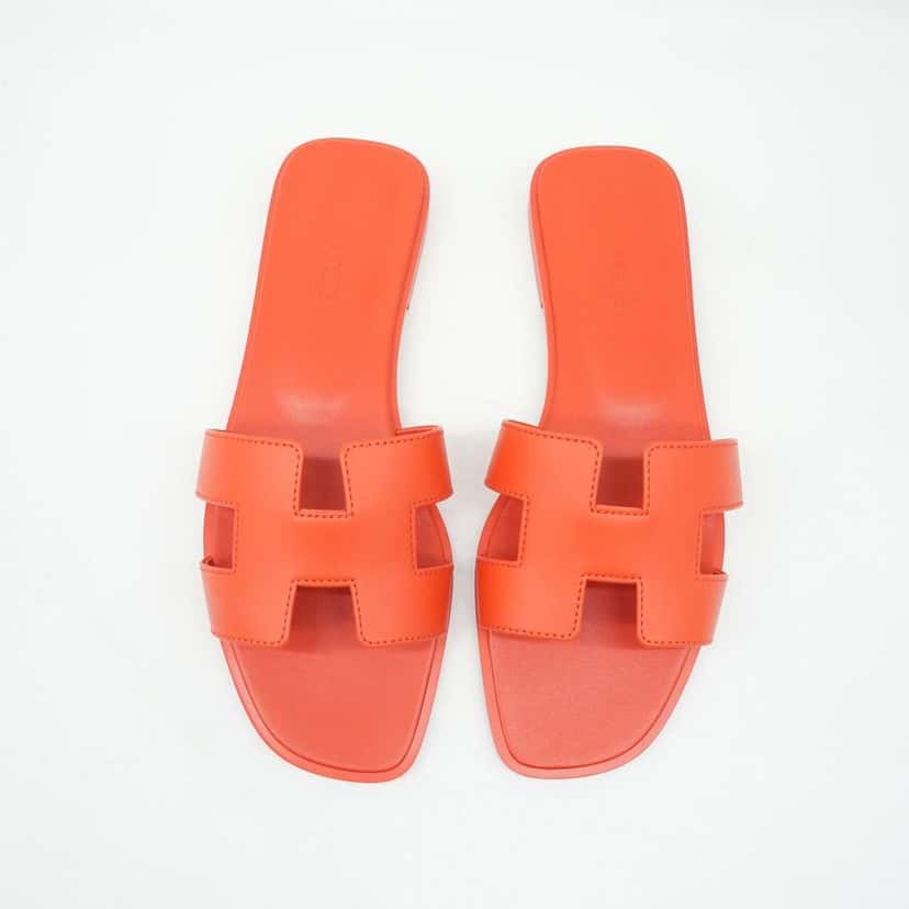 Hermès Oran Sandals Red Size 37.5 Red Leather Very good condition - Back View