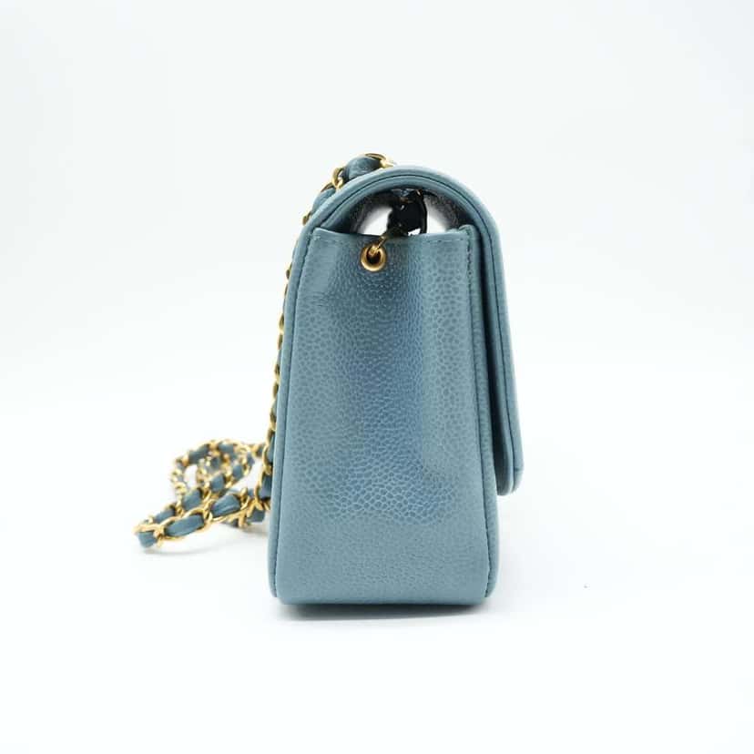 Chanel Diana Flap Bag Caviar Skin Light Blue (1994-1996) Blue Fair condition - Back View