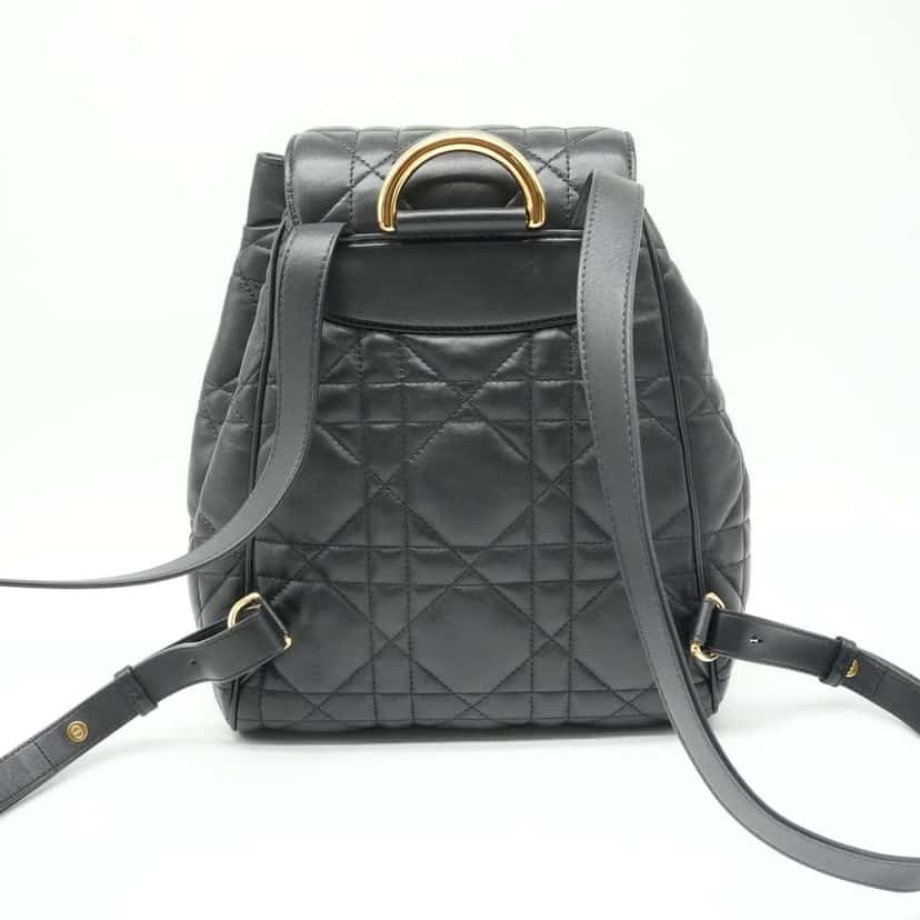 Dior Dior Caro backpack in black Macrocannage lambskin BO/DB/SR Black Leather Good condition - Inside View