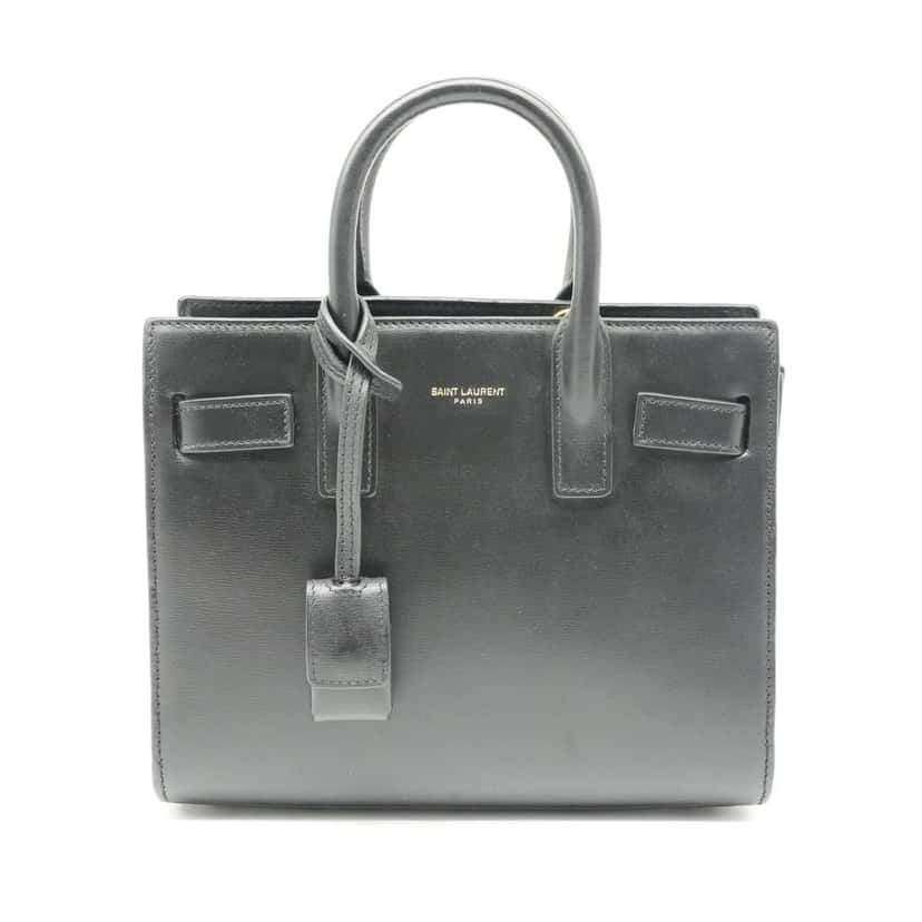 Saint Laurent Sac De Jour Nano Leather Tote BO/DB/K/ST Black Leather Fair condition - Front View