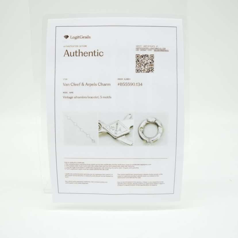 Van Cleef & Arpels Vintage Alhambra 5 Motifs Bracelet Pearl 18K White Gold VCARF48400 White White Gold Good condition - Back View