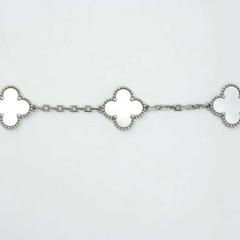 Van Cleef & Arpels Vintage Alhambra 5 Motifs Bracelet Pearl 18K White Gold VCARF48400 White White Gold Good condition - Box View