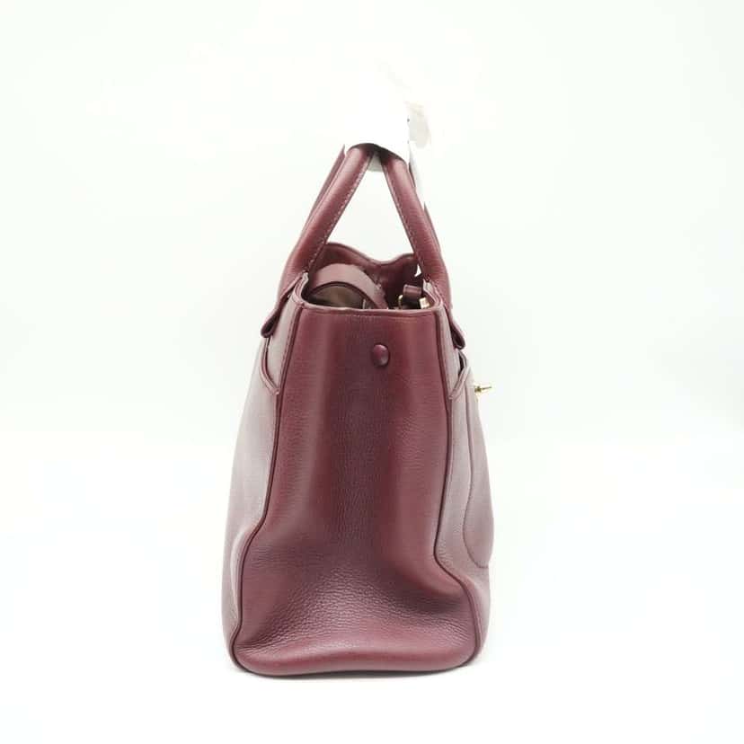 Chanel Executive Tote Bag Burgandy Leather EN ST Burgundy Leather Fair condition - Back View