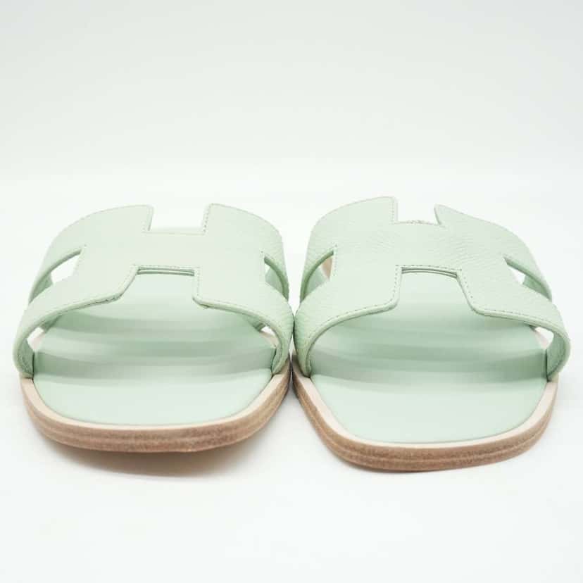 Hermès Oran Sandal Vert Jade D'Eau Epsom Size 37 Green Leather Fair condition - Inside View