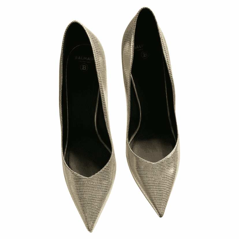 Balmain Lamb Leather PUMPS Gold Leather Good condition - Front View