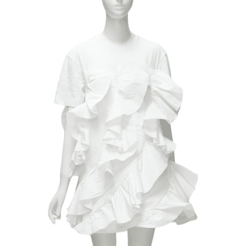 Alexander Mcqueen Spiral Ruffle Tee Ecru Cotton Very good condition - Front View