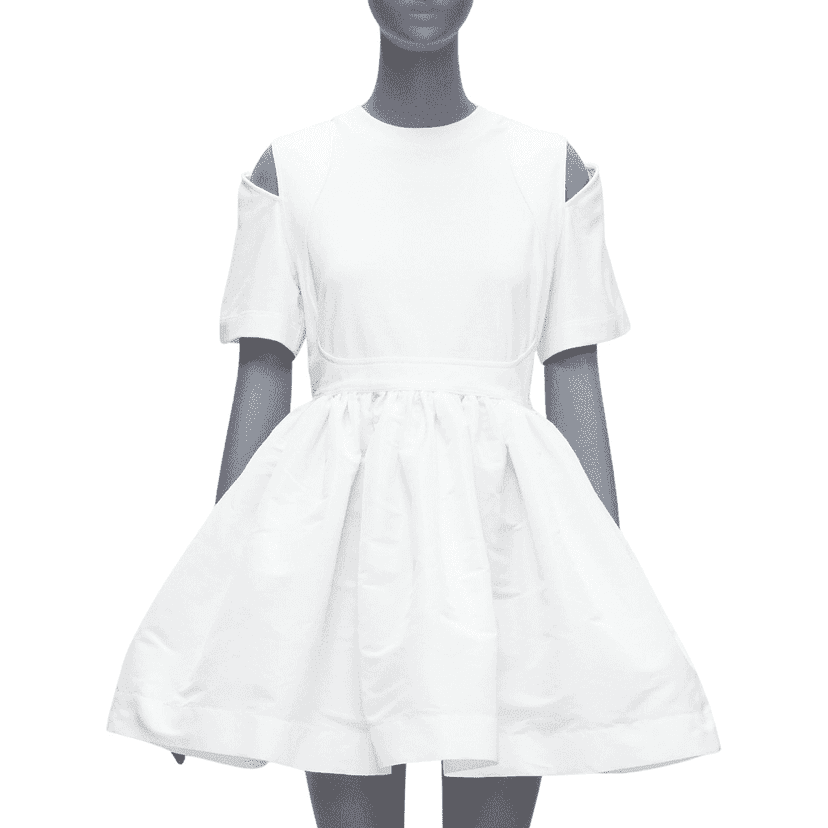 Alexander McQueen Cut Out Dress White Cotton Never worn - Front View