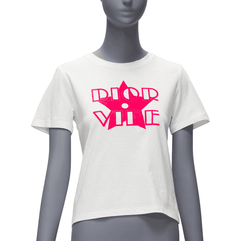 Christian Dior Star Logo T-Shirt Pink Cotton Never worn - Front View