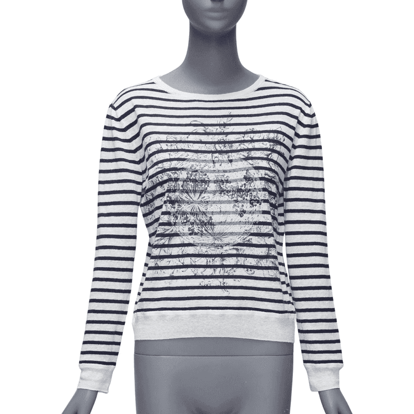Dior Animal Stripe Sweater White Linen Never worn - Front View