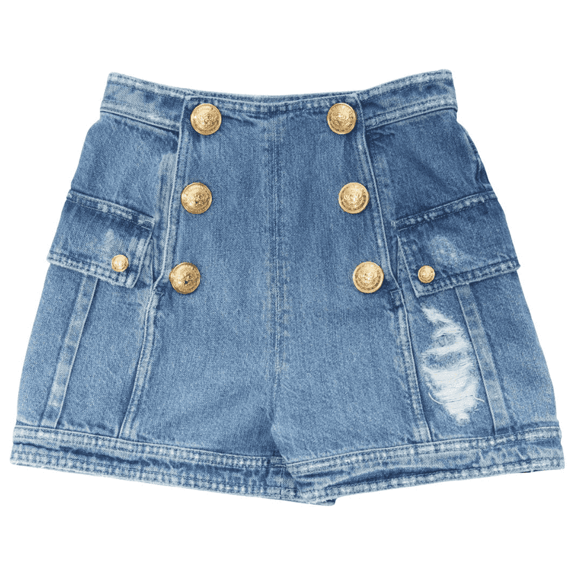 Balmain Distressed Cargo Shorts Blue Never worn - Front View