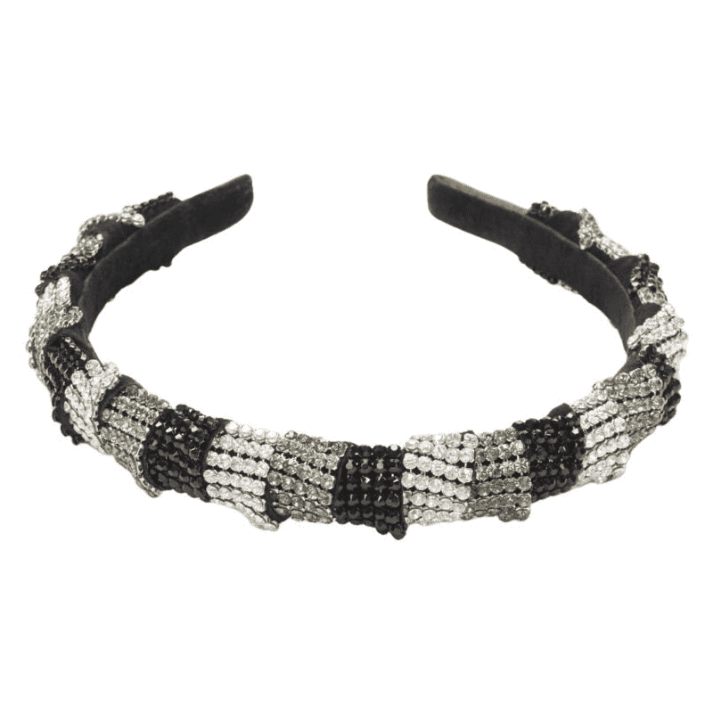 متعددة Crystal Black Headband Black Suede Never worn - Front View