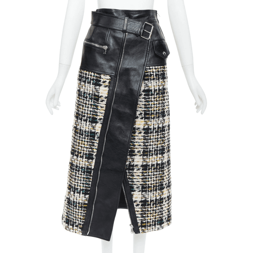 Alexander McQueen Deconstructed Biker Skirt Black Leather Very good condition - Front View