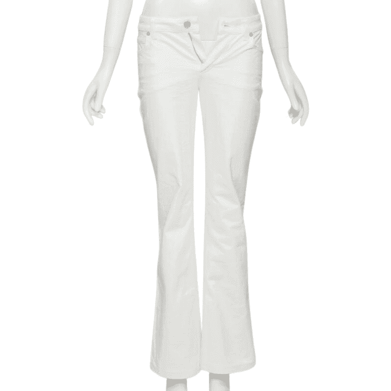 Louis Vuitton Blue Jacquard Boot Jeans White Never worn - Front View