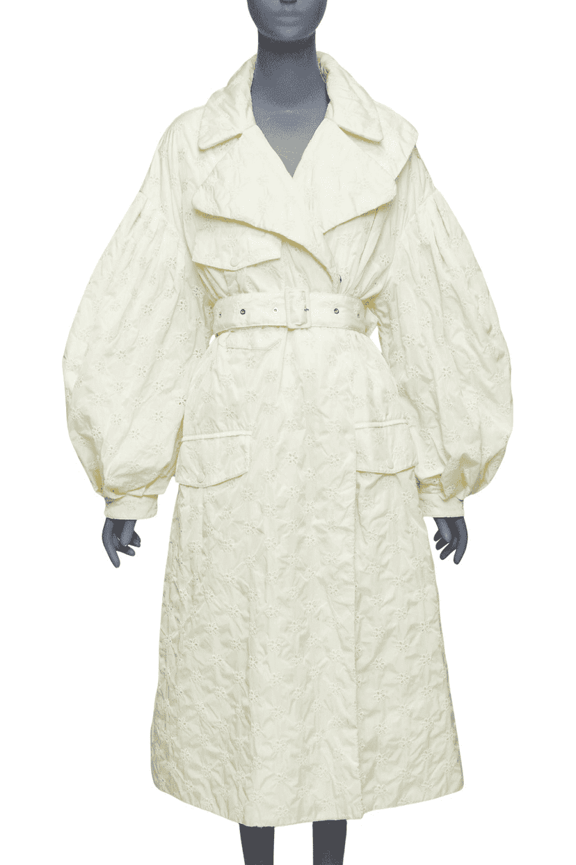 Moncler Cream Goose Down Coat Ecru Polyamide Good condition - Front View