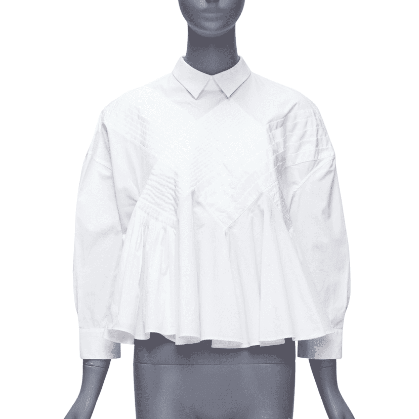 Viktor & Rolf Pleated Flare Shirt White Cotton Never worn - Front View