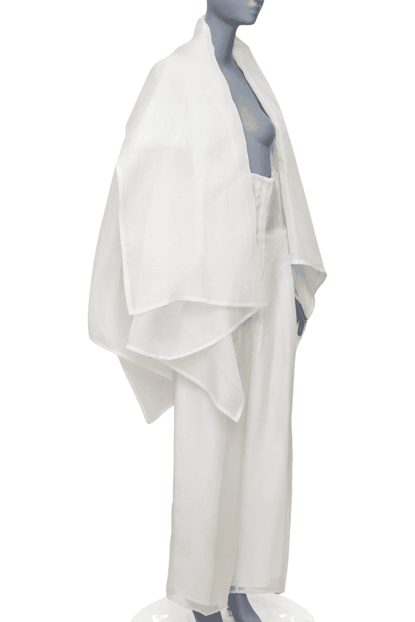 Dolce & Gabbana Ivory Coat Pantsuit Ecru Silk Fair condition - Front View