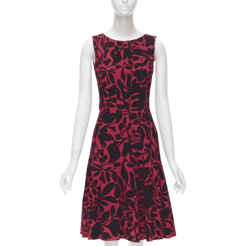 Oscar De La Renta Panelled Flared Dress Red Polyester Very good condition - Front View