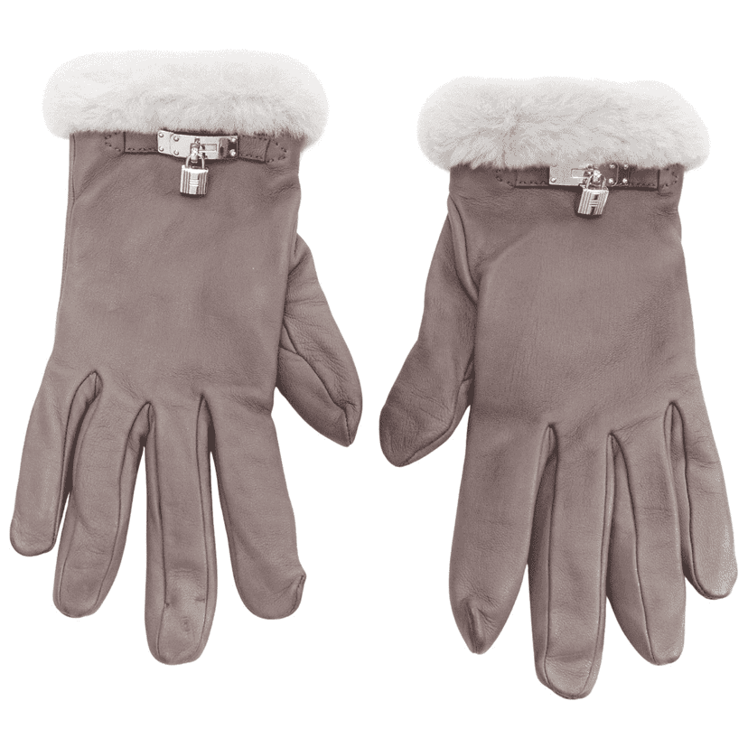 Hermès Princesse Grey Leather Fair condition - Front View