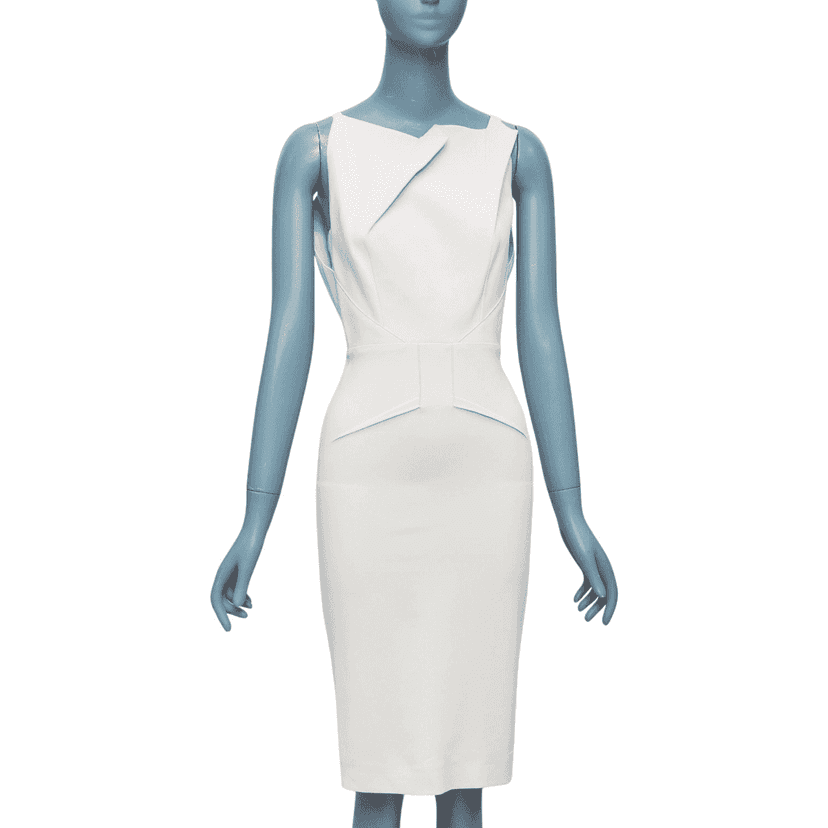 Roland Mouret Origami Pleat Dress Beige Good condition - Front View