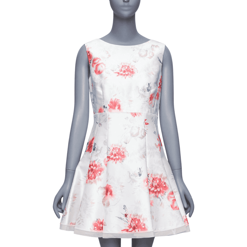 Giambattista Valli Floral Tulle Dress Beige Polyester Never worn - Front View