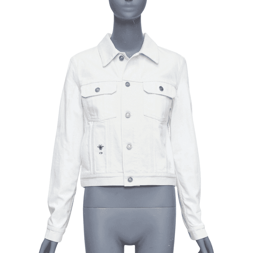 Dior White Denim Logo Jacket White Cotton Very good condition - Front View