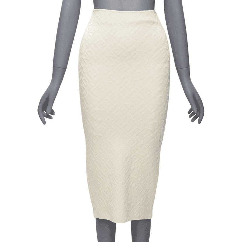 Fendi Logo Pencil Skirt Beige Viscose Never worn - Front View