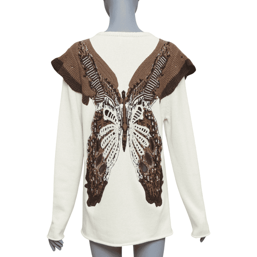 Chloé Flutter Knit Sweater Ecru Wool Very good condition - Front View