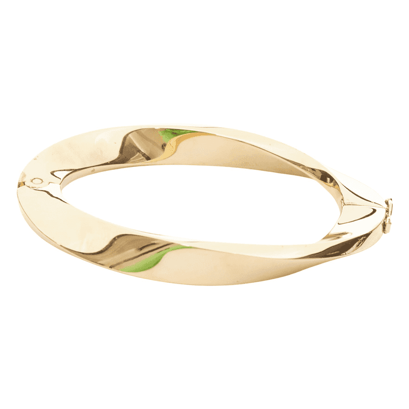 Saint Laurent Twisted Gold Hard Bangle Gold Metal Very good condition - Front View