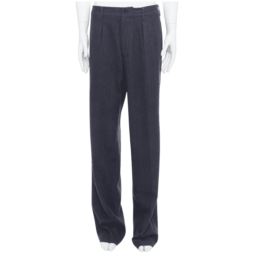 Yohji Yamamoto Pleated Tapered Pants Blue Wool Never worn, with tag - Front View