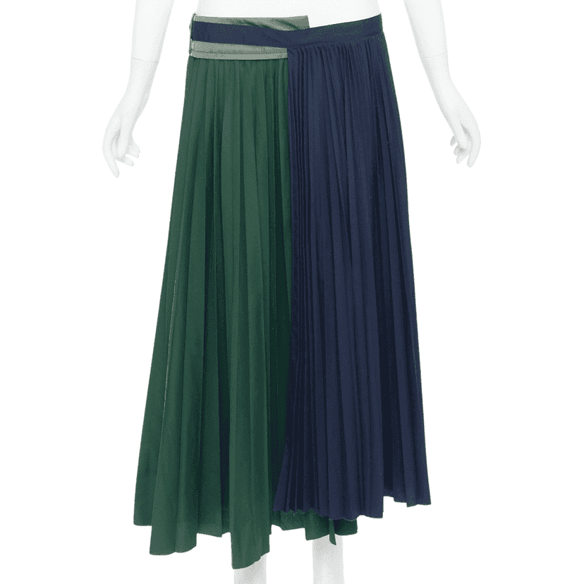 Sacai Deconstructed Pleated Skirt Green Polyester Very good condition - Front View