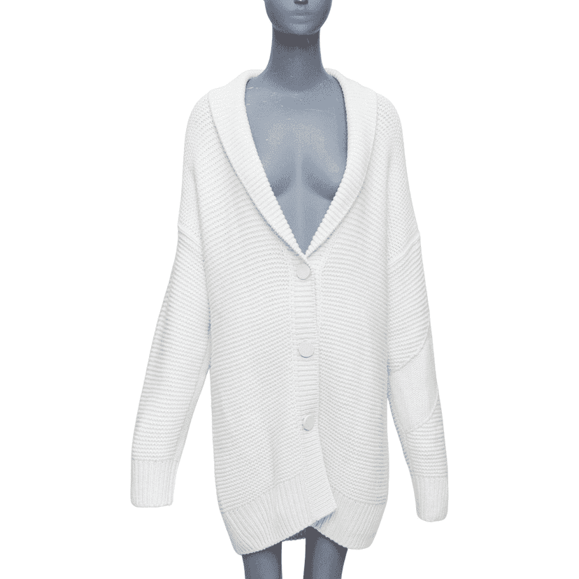 Hermès Leather Button Cardigan Ecru Cashmere Very good condition - Front View