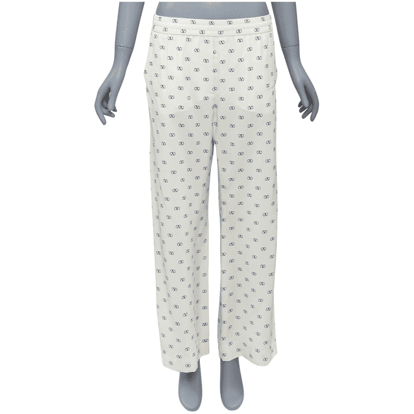 Valentino Garavani Trim Waist Pants Ecru Silk Never worn - Front View