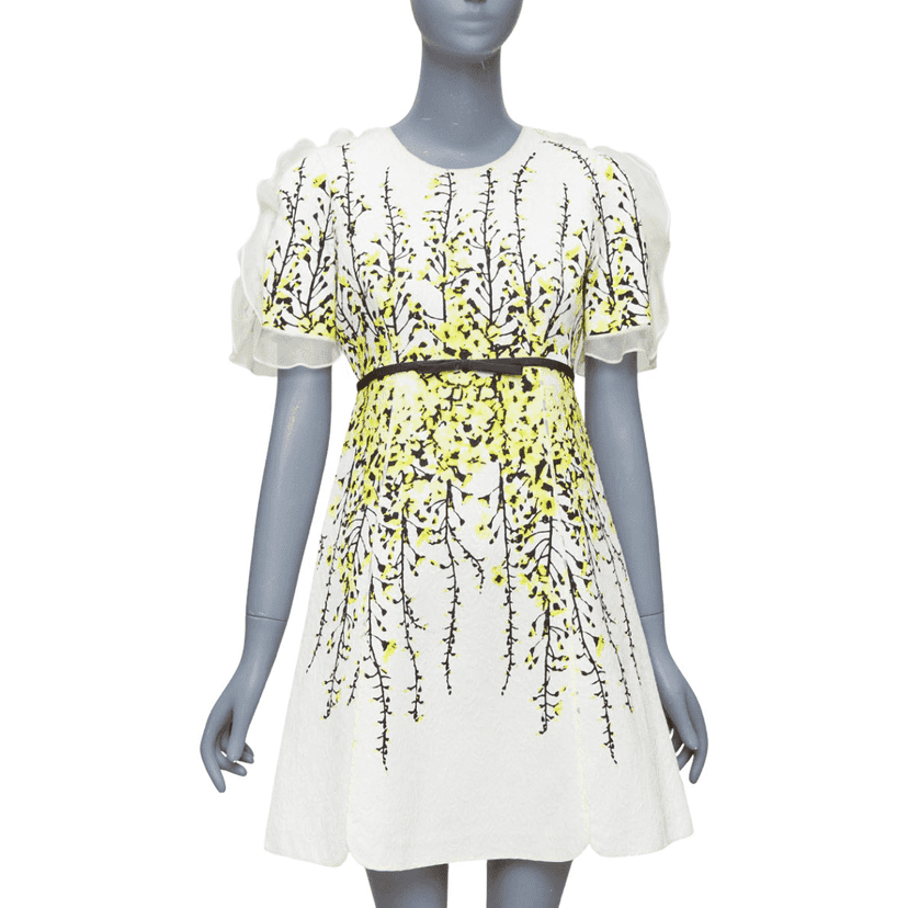 Giambattista Valli Flutter Jacquard Dress Beige Viscose Never worn - Front View