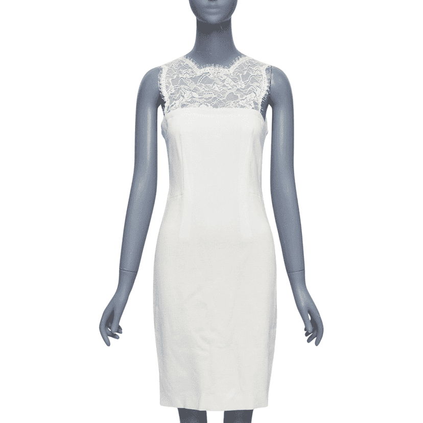 Emilio Pucci Collar Cocktail Dress Ecru Wool Very good condition - Front View