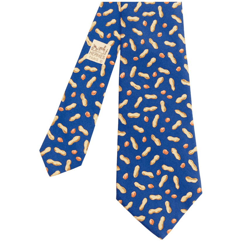 Hermès Peanut Shell Tie Blue Silk Very good condition - Front View