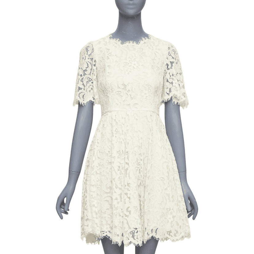Dolce & Gabbana Floral Lace Dress Ecru Very good condition - Front View