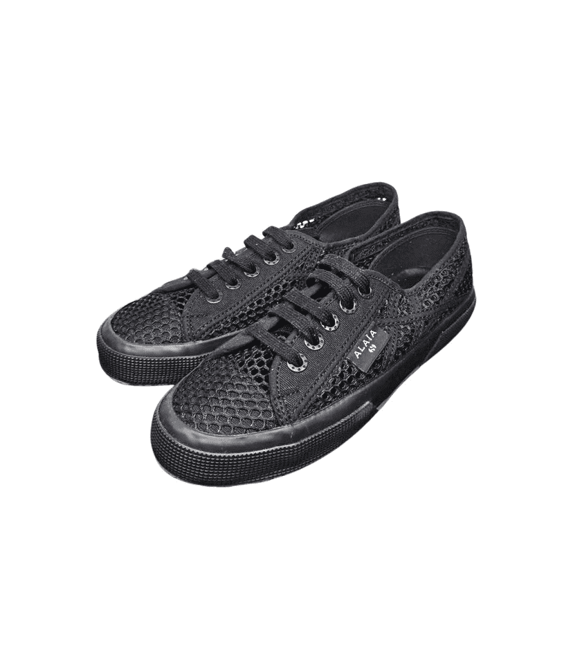 Alaïa Sneakers collaboration with Superga Black Cotton Never worn - Front View