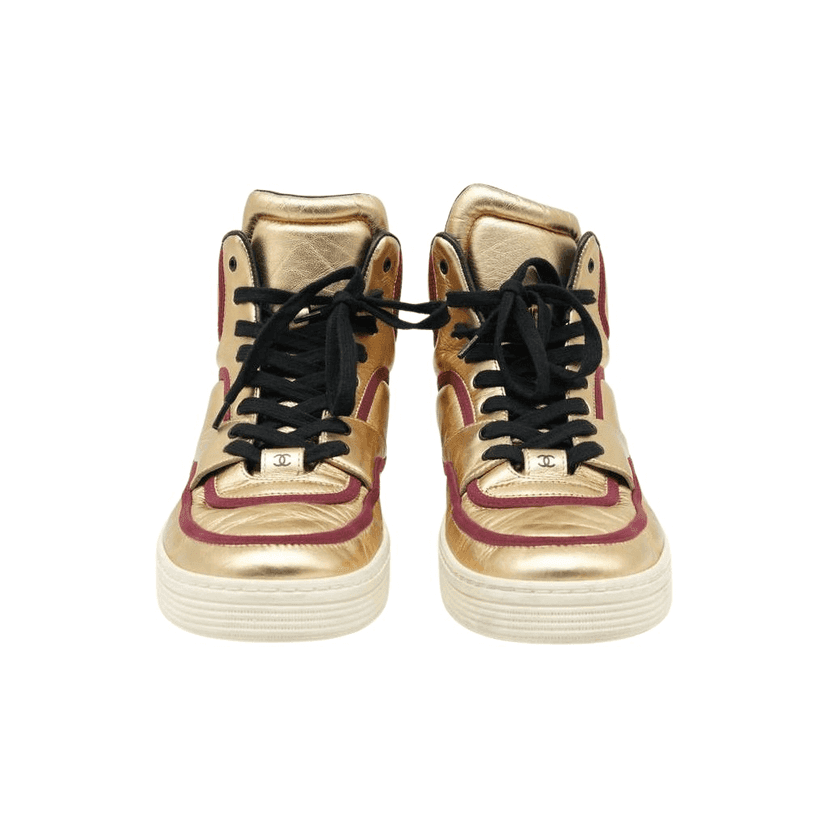 Chanel Ankle Strap Leather Trainers Gold Size 41 Gold Leather Good condition - Front View