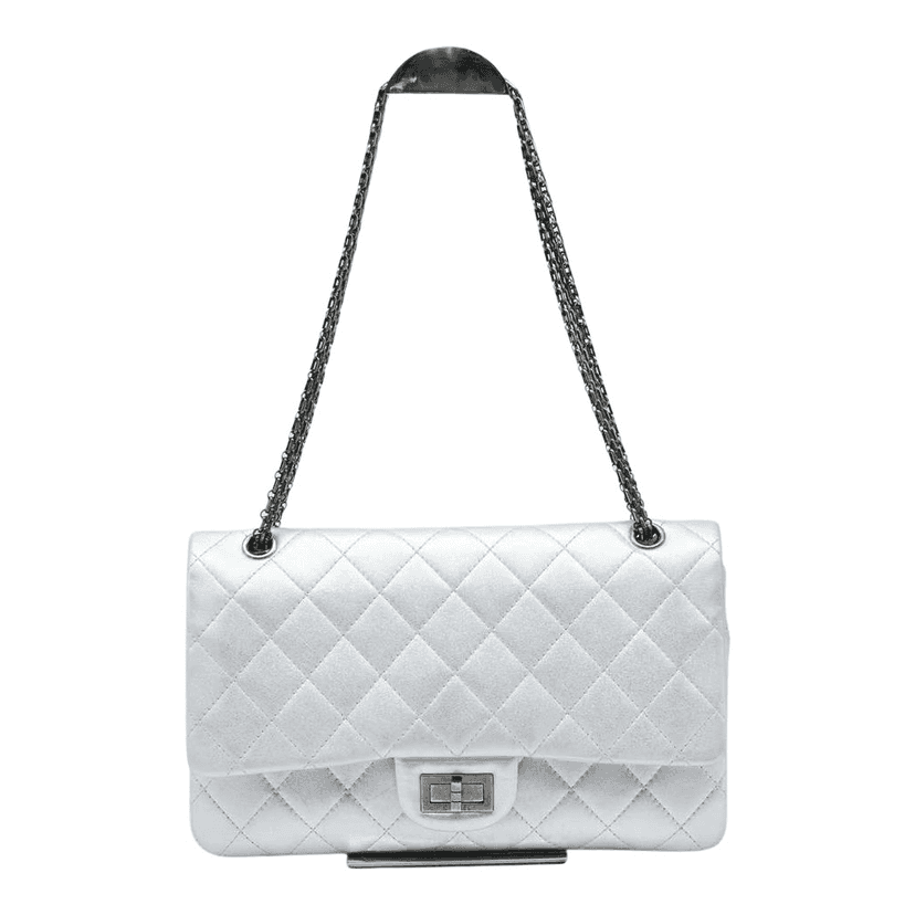 Chanel 30 2.55 Palladium HW Silver Bag 19288481 Silver Leather Good condition - Front View