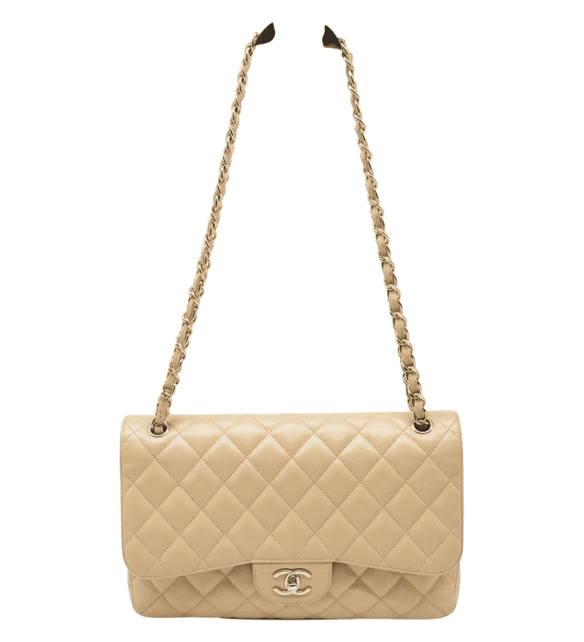 Chanel Classic Jumbo Caviar Leather Beige Gold Hardware Beige Good condition - Front View