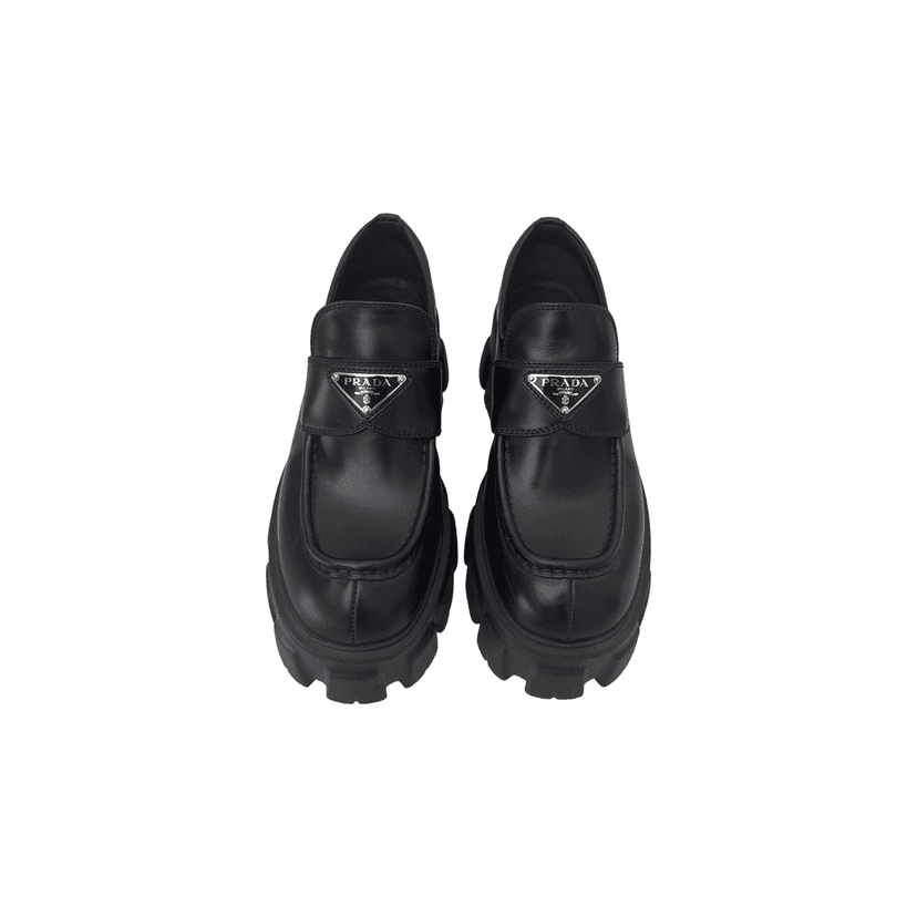 Prada Monolith Leather Loafers Black Leather Very good condition - Front View