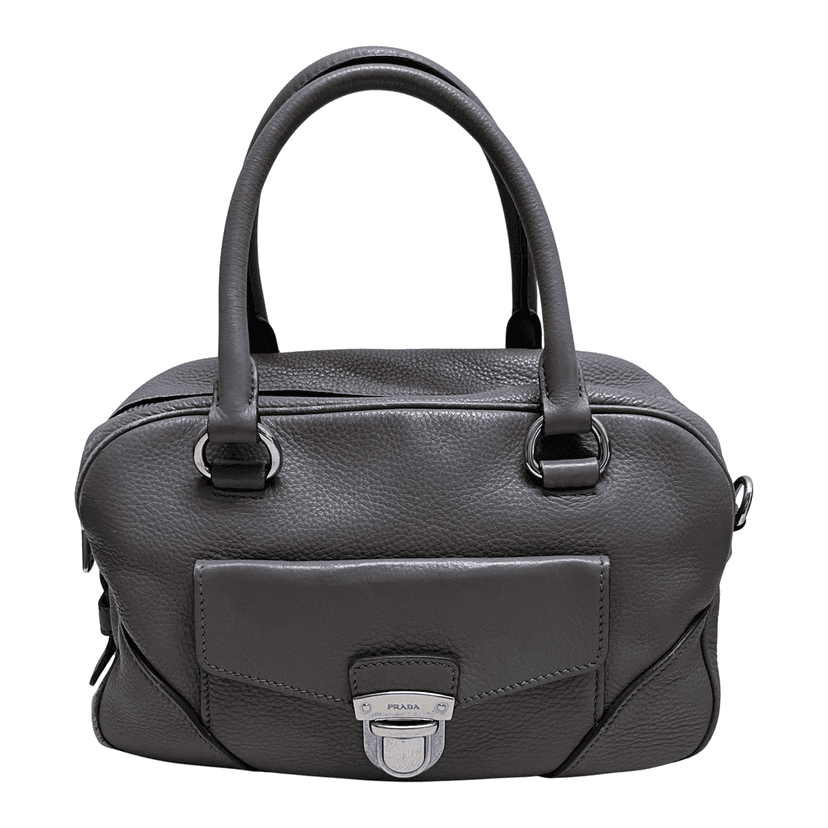 Prada Vitello Daino Grey Leather Good condition - Front View